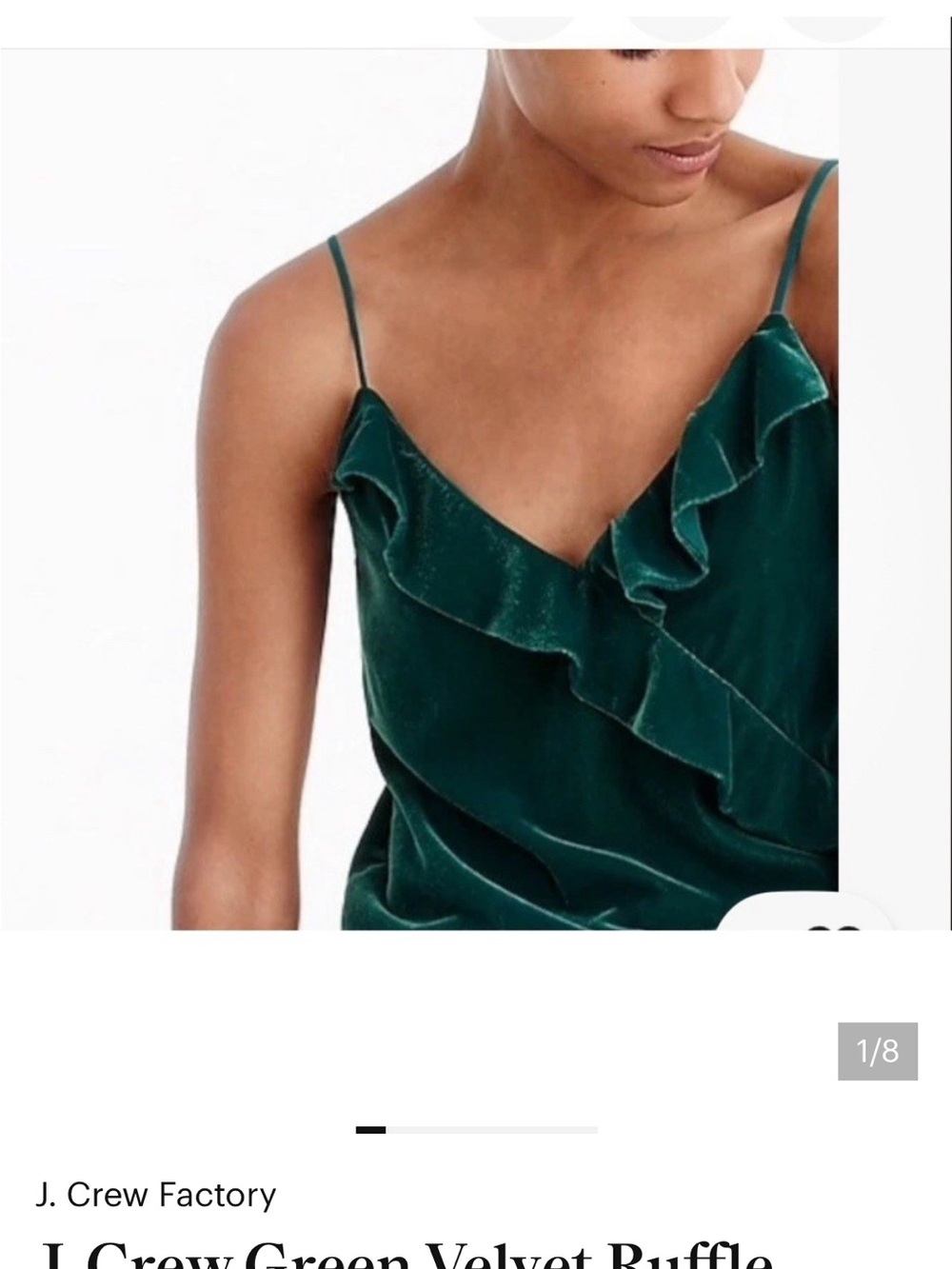 J. Crew Emerald Green Velvet Ruffle Cami